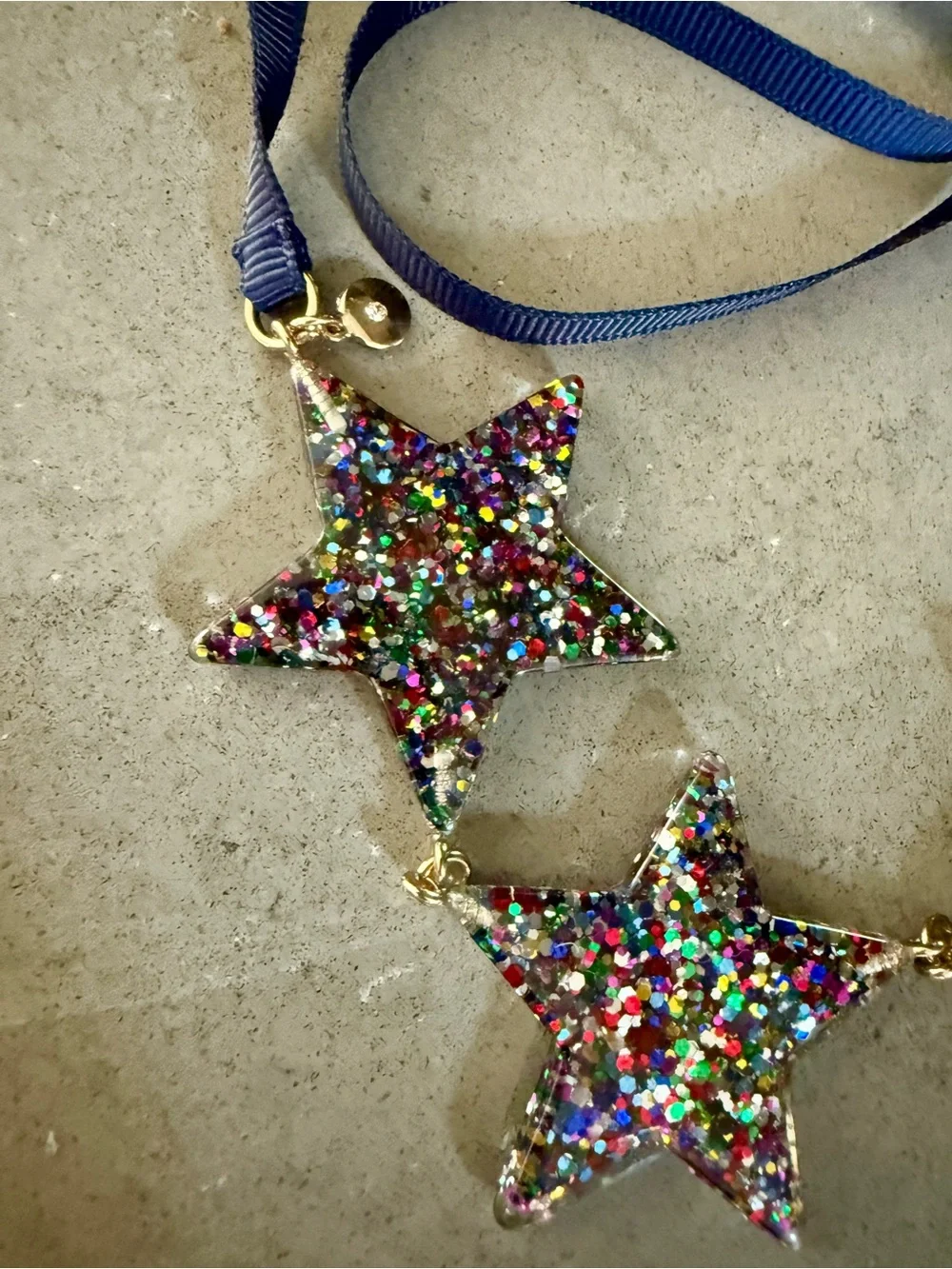 NWT. J.Crew Crewcuts Kids Acrylic Glitter Star Necklace on Ribbon